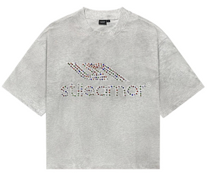 STILE DÉ AMOR GREY COLORÃTO RHINESTONE TEE