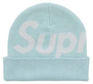 SUPREME LIGHT BLUE BIG LOGO BEANIE