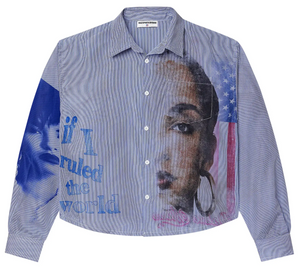 VALE FOREVER STRIPED BLUE FREEDOM BUTTON UP