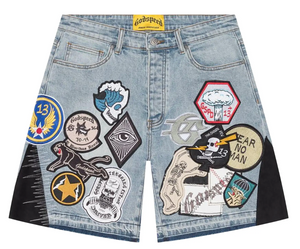 GODSPEED BLUE PATCHWORK V2 DENIM SHORTS