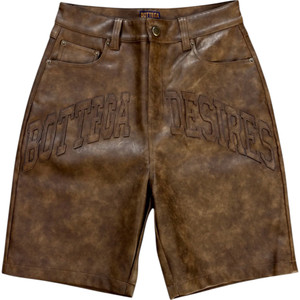 BOTTEGA DESIRES BROWN LEATHER SHORTS