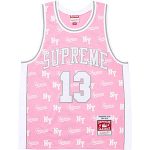 SUPREME X MITCHELL & NESS PINK MONOGRAM JERSEY