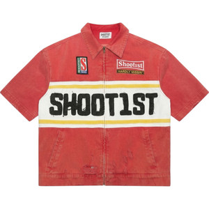 SHOOT1ST RED DENIM POLO ZIP