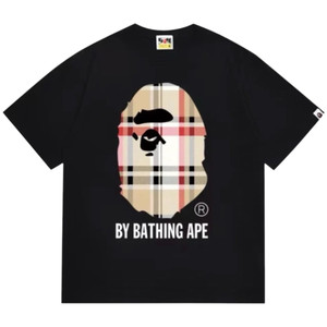 BAPE BLACK BURBERRY BIG HEAD APE TEE