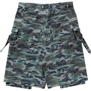 DAVEN HOMME DOUBLE KNEEL CAMO DENIM SHORTS