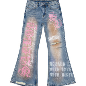 SADBOYSAGA PINK PRINT DENIM PANTS