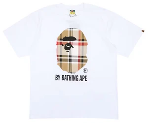 BAPE WHITE BURBERRY BIG HEAD APE TEE