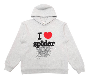 SP5DER GREY I HEART SP5DER HOODIE