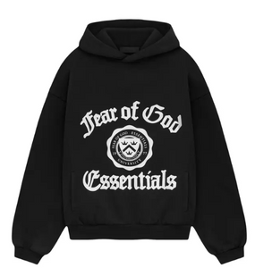 ESSENTIALS BLACK HEAVY FLEECE HOODIE