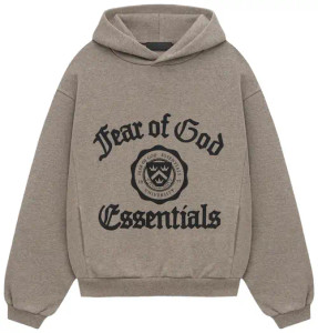 ESSENTIALS HEATHER GREY HEAVY FLEECE HOODIE
