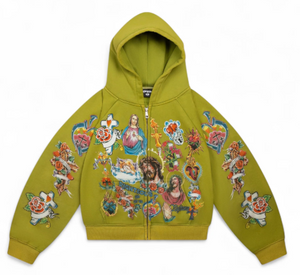 WE ARE RIGHTEOUS MOSS RISEN KING CROPPED ZIP