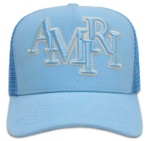 AMIRI LIGHT BLUE TRUCKER HAT