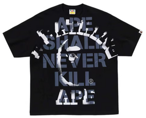 BAPE BLACK SPRAY PRINT COLLEGE RELAXED FIT TEE