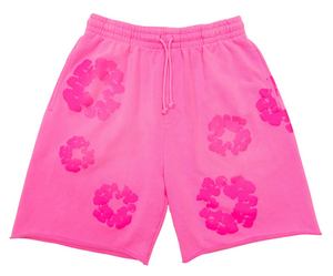 DENIM TEARS PINK MONO COTTON WREATH SWEAT SHORTS