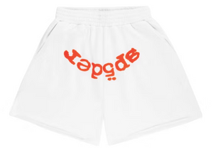 SP5DER WHITE/ORANGE OG WEB V2 SWEAT SHORTS