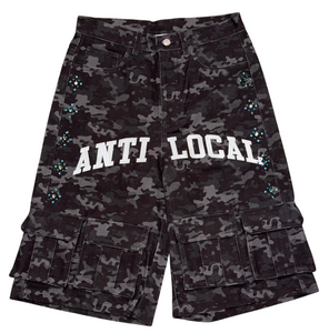 ANTI-LOCAL BLACK CAMO SHORTS