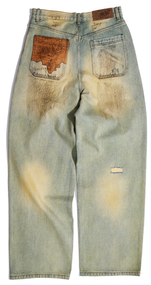 BIRTH OF A ROYAL CHILD DIRTY WASH BRUSHING WAX BAGGY DENIM
