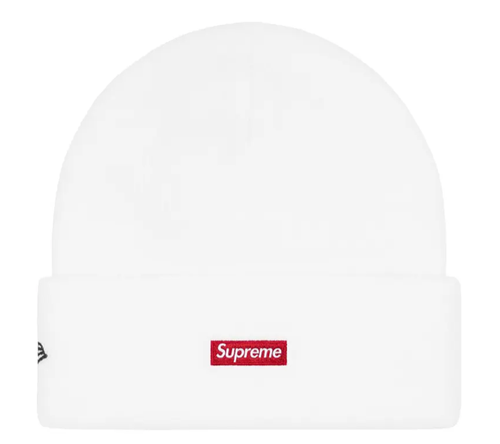 SUPREME X NEW ERA® WHITE OLD ENGLISH BEANIE