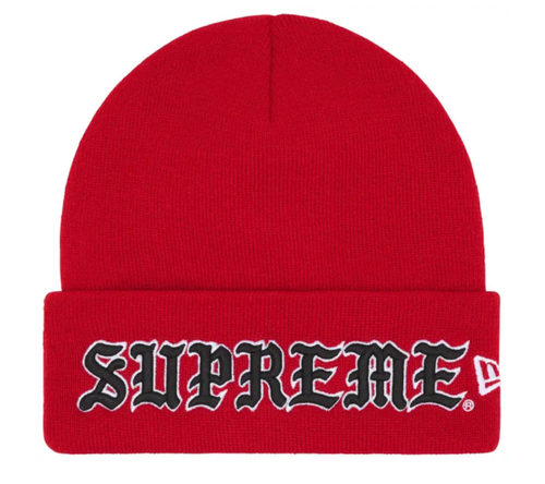 SUPREME X NEW ERA® RED OLD ENGLISH BEANIE