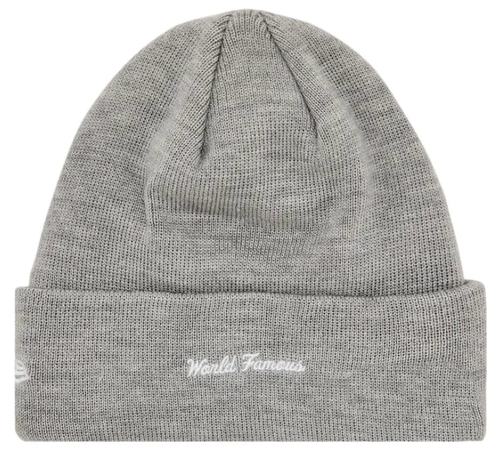 SUPREME X NEW ERA HEATHER GREY SUPREME LOGO BEANIE