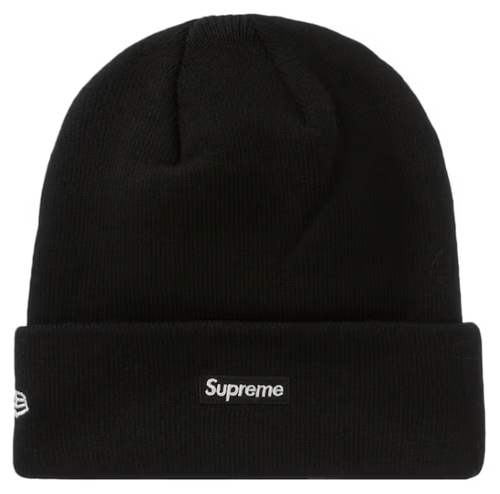 SUPREME X NEW ERA BLACK S LOGO BEANIE