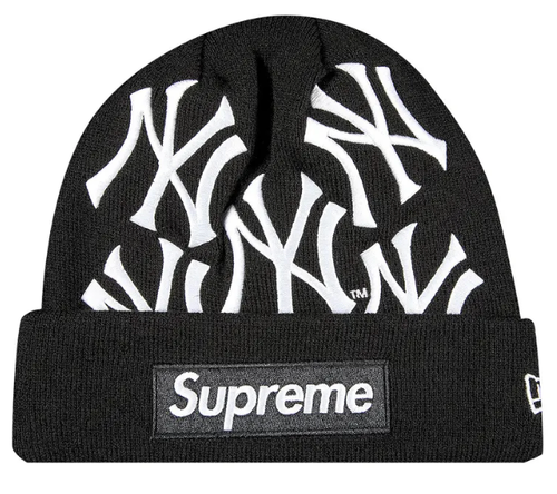SUPREME X NY YANKEES X NEW ERA BLACK BOX LOGO BEANIE