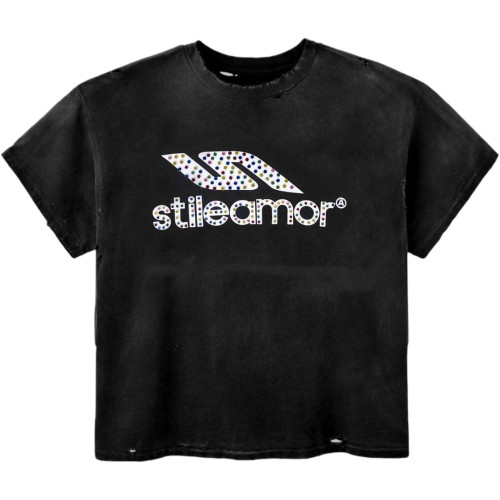 STILE DÉ AMOR BLACK COLORÃTO RHINESTONE TEE
