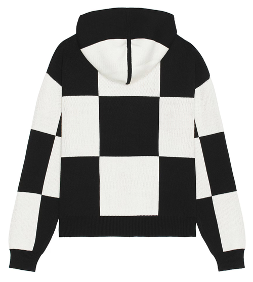 DSM BLACK CHECKERED JACQUARD KNITTED ZIP