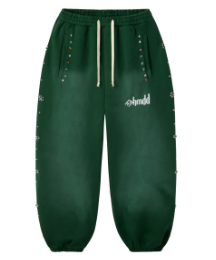 HMDD GREEN FLOWER STUDDED SCRUNCH PANTS