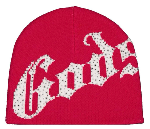 GODSPEED RED/WHITE STUDDED BEANIE