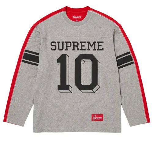 SUPREME HEATHER GREY SPLIT FOOTBALL L/S