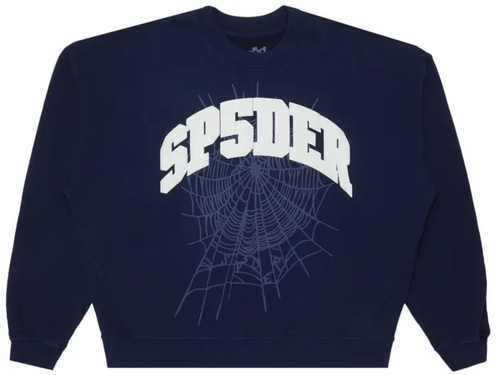 SP5DER NAVY VARSITY WEB CREWNECK