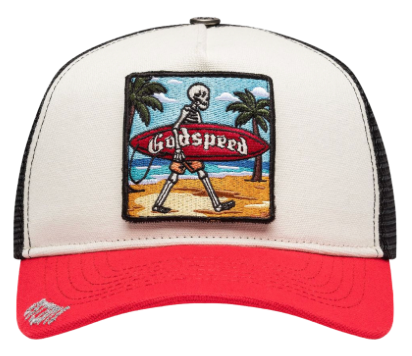 GODSPEED WHITE/RED MOOD TRUCKER HAT II (INTERCHANGEABLE PATCHES)