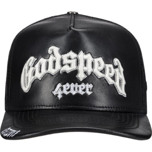 GODSPEED BLACK PREMIUM LEATHER TRUCKER HAT