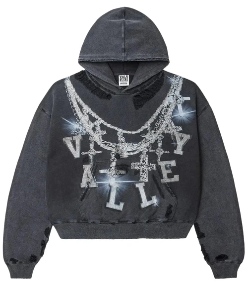 VALE FOREVER BLACK BIG CHAIN HOODIE