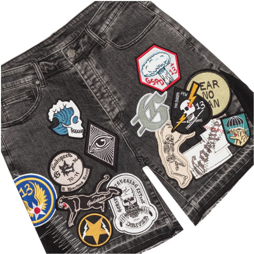 GODSPEED GREY PATCHWORK V2 DENIM SHORTS