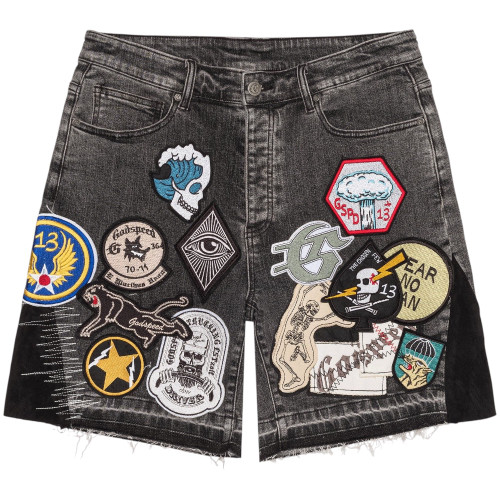GODSPEED GREY PATCHWORK V2 DENIM SHORTS