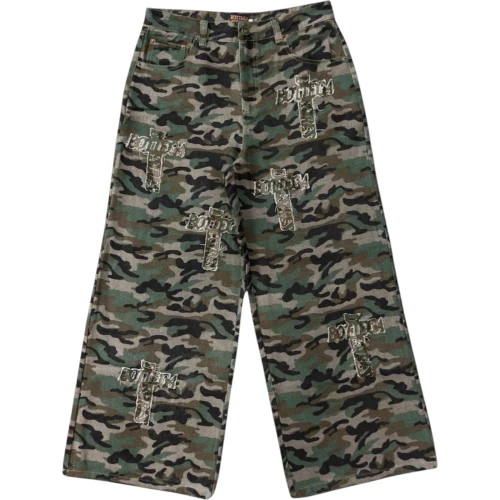 BOTTEGA DESIRES CAMO HOLY GRAIL DENIM PANTS