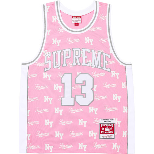 SUPREME X MITCHELL & NESS PINK MONOGRAM JERSEY