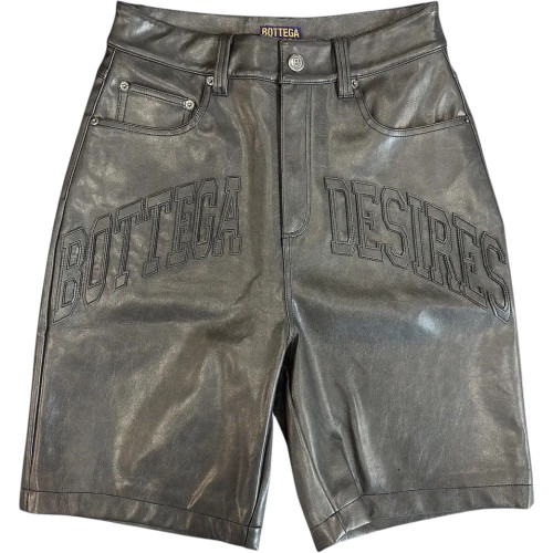 BOTTEGA DESIRES GREY LEATHER SHORTS