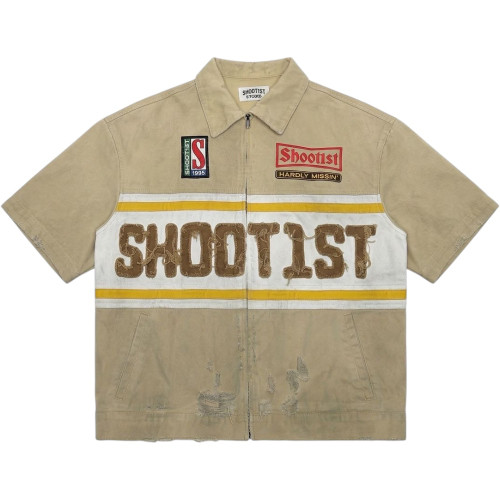 SHOOT1ST TAN DENIM POLO ZIP