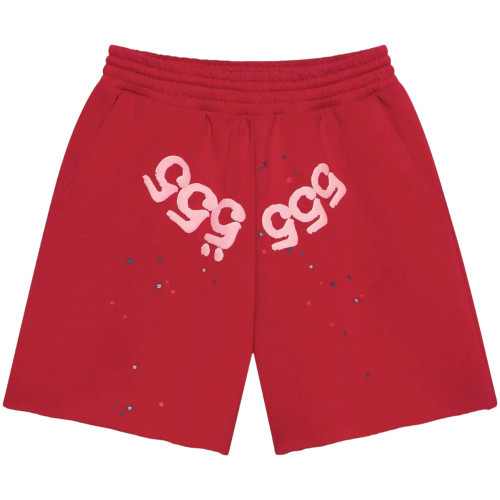 SP5DER RED ANGEL NUMBER 555 SWEATSHORTS