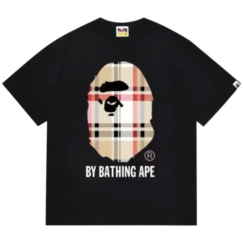 BAPE BLACK BURBERRY BIG HEAD APE TEE