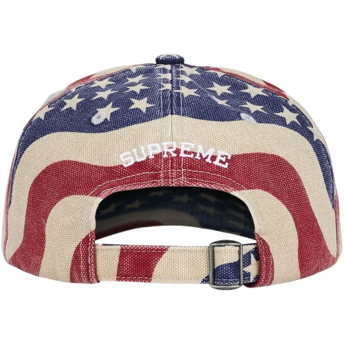 SUPREME FLAG PIGMENT COATED S LOGO 6- PANEL HAT