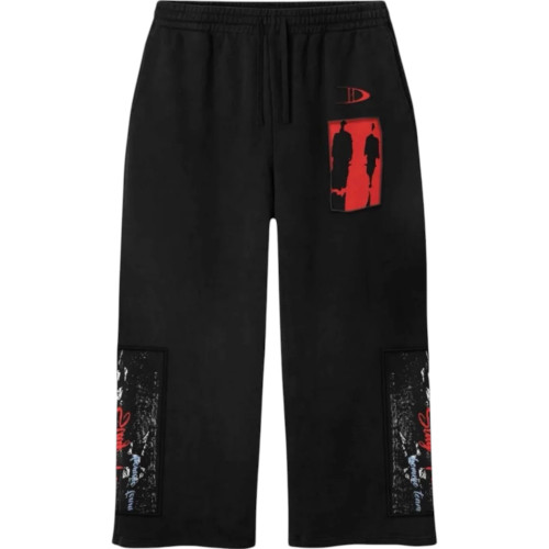 DAVEN HOMME UNCHARTED BLACK APPLIQUE SWEATPANTS