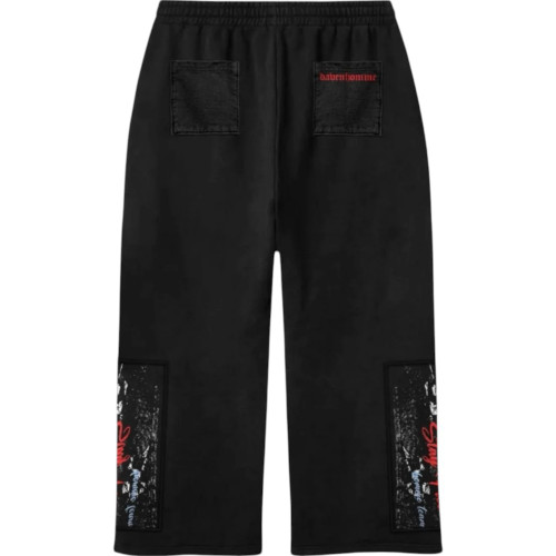 DAVEN HOMME UNCHARTED BLACK APPLIQUE SWEATPANTS