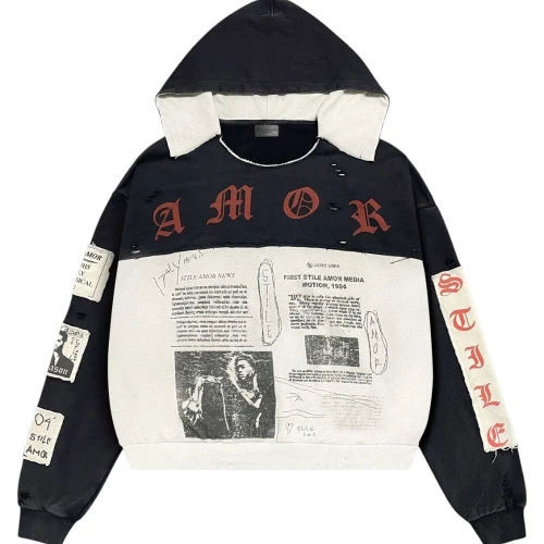 STILE DÈ AMOR NERO PATCH HOODIE