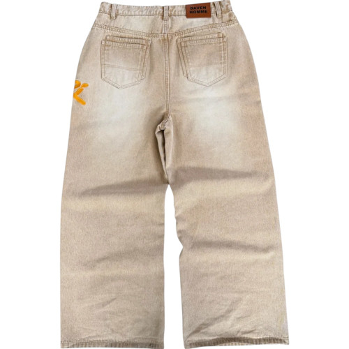 DAVEN HOMME KHAKI STUDDED CARPENTER DENIM PANTS
