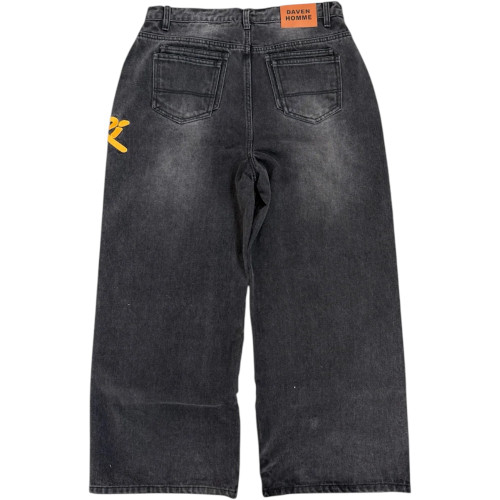 DAVEN HOMME BLACK STUDDED CARPENTER DENIM PANTS