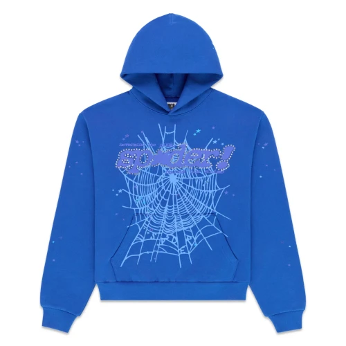 SP5DER BLUE RHINESTONE PUNK V2 HOODIE